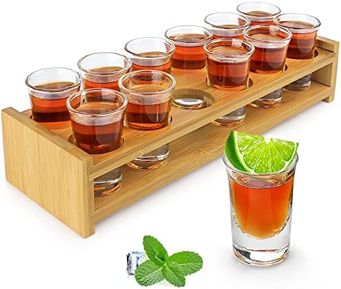 Shot Glass 12pcs Shot Glass Set 1oz/30ml Shot Glass Holder Heavy Base Shot Glass poslužavnik za serviranje viskija tekile displej