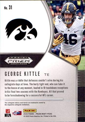 2020 PANINI PRIZM LICKS 31 George Kittle Iowa Hawkees Football Card