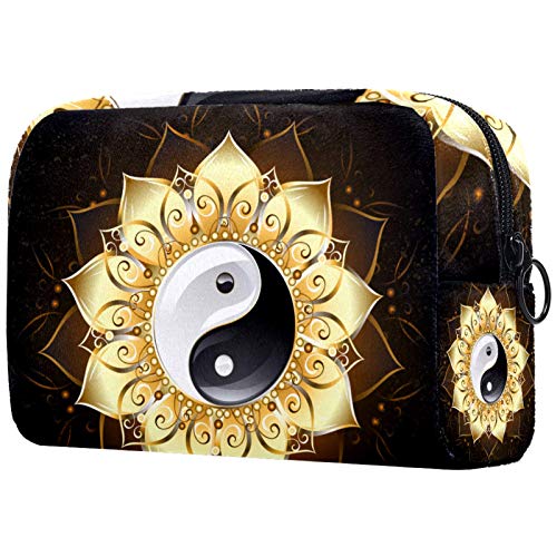 Toaletska torba Kozmetička putokaz za šminku za pranje šminkeristeriste torbice sa zatvaračem Yin YANG simbol sa zlatnim lotosom za