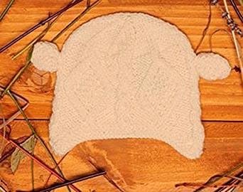Aran Woolen Mills Merino vuneni dječji šešir sa ušima prirodnim