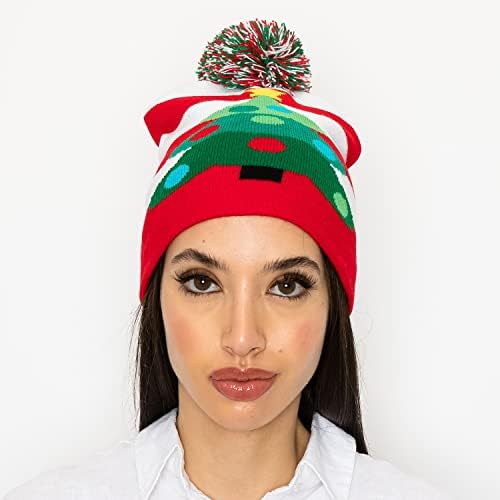 ARVORES Božić Pompon Beanie šešir-zimski topli odmor Unisex pleteni šeširi Pom Božić Lobanja kapa za žene muškarce