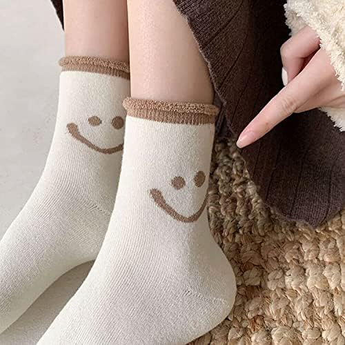 Mrdnckmd 6 pari divno pamuk, crtani Smajli, Smile čarape žene, zimska jesen Thermal gležanj čarapa za djevojčice dječak