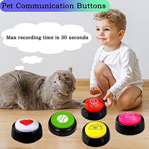 Sumwell 6 boja Psi dugmeta za komunikaciju, 30 dugmeta za treniranje drugog psa za komunikaciju, snimanje i reprodukciju glasovnog