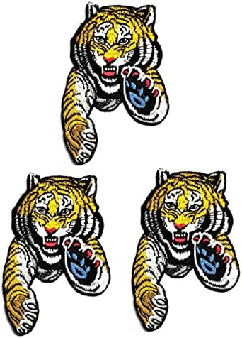 Kleenplus 3kom. Jumping Tiger Patches Dječija Crtana Naljepnica Divlji Tigar Ručno Rađena Vezena Zakrpa Umjetnost Šivanje Tkanina