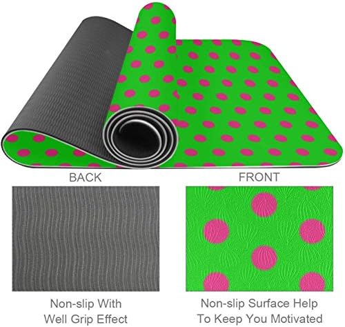 DJROW Yoga Mat zelena Pink polka Dots prirodna Pilates Vježba Mat Eco Friendly Gym mat Debljina 1/4