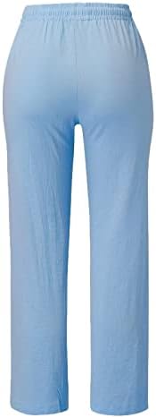 Pamučne lanene pantalone ženske Ležerne letnje pantalone sa džepovima vrećaste vezice čiste rastezljive udobne pantalone na plaži