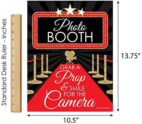 Big točka sreće Crveni tepih Hollywood Photo Booth znak - filmski noćni ukrasi - tiskani na čvrstom plastičnom materijalu - 10,5 x
