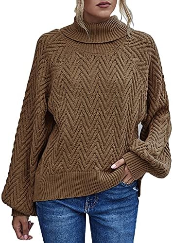 TOTGO ženski pulover Dukseri sa čvrstim bojama vezan pola kornjača džumper casual pad Striped Dukeatershirt