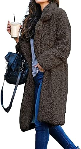 Foviguo Crni zimski kaput žene, radne tranzidne tunike za žene pune rukave zima otvorena prednja baggy tunika v vrat