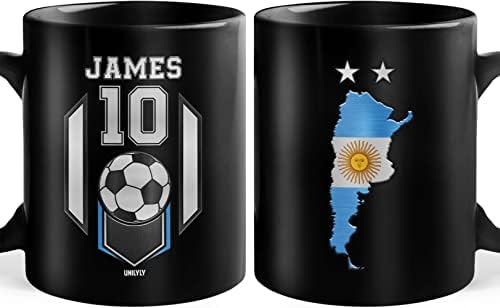 Jednostrano personalizirane šolje za kafu Argentia fudbaler Crne keramičke šolje Nacionalni sportski tim prilagođeno ime rođendanski pokloni predmet za muškarce dječaci Tata prijatelji Inspiracija fudbalska šolja