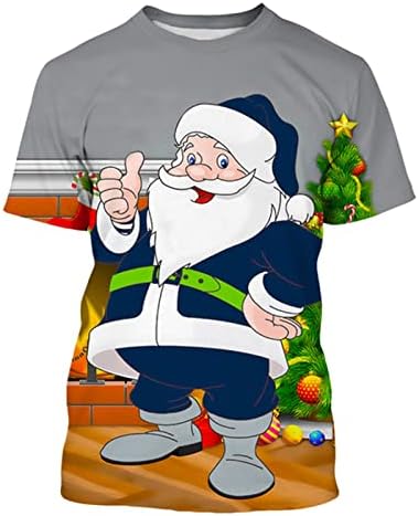 DSODAN Božićni dizajner kratkih rukava majica kratkih rukava, ulica 3D smiješni Xmas Santa Claus Graphic Tee Novelty Party T tops