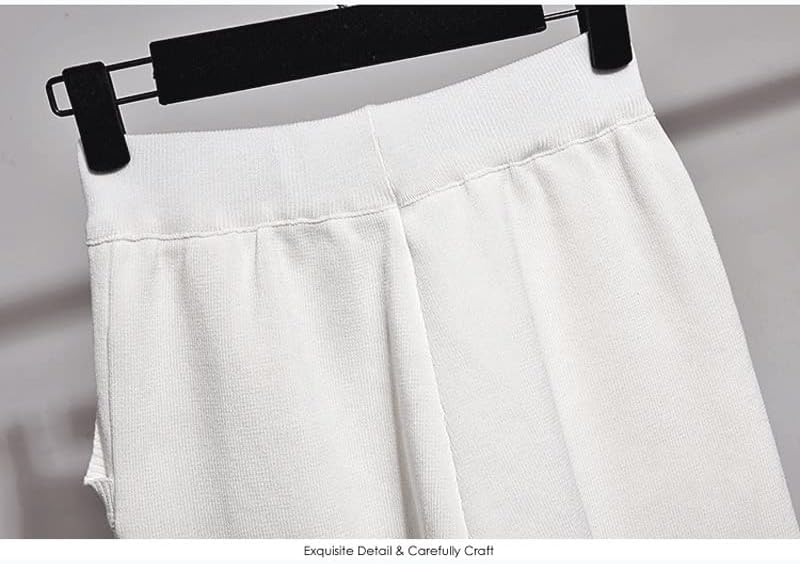 WPYYI bijeli pleteni set za trenerke za žene ručni pismovi za ručni džemper olovke hlače dva komada odjeća ženski pletenje 2pcs