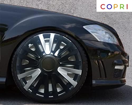 Coprit set poklopca od 4 kotača 14 inčni srebrni-crni hubcap snap-on fits fiat