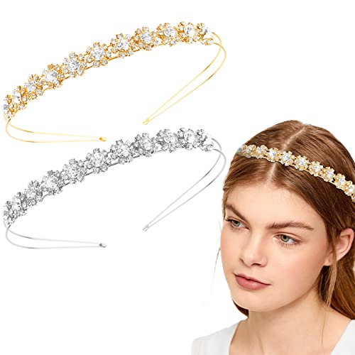 Aswewamt 2 kom Crystal Flower Headbands Bridal Rhinestone traka za glavu obruč za kosu vjenčanje Hair Accessories ornamenti za elegantne