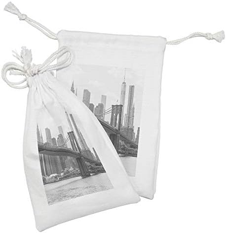 Ambesonne pejzažna tkanina torba od 2, fotografija Brooklyn mosta preko istočne rijeke i visoke zgrade Skylines na leđima, male torbe