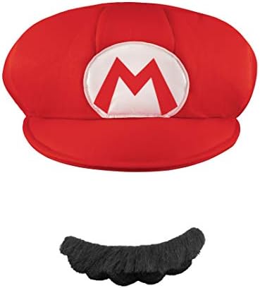 Super Mario Bros. Mario kostimski šešir za odrasle & amp; brkovi jedne veličine