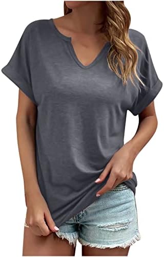 Jesen ljeto skromna Tshirt ženska 2023 Odjeća kratki rukav V vrat pamučna Brunch bluza Tshirt za djevojčice 3R 3R
