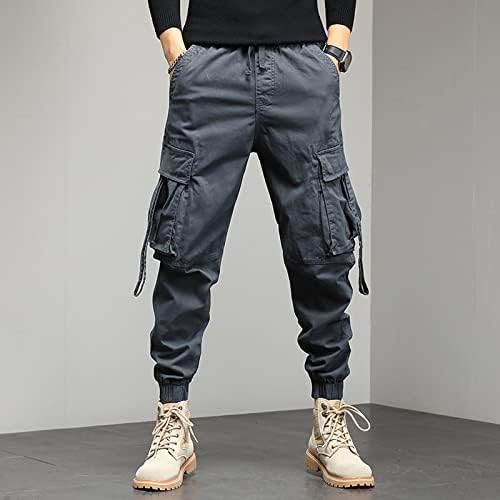 Slagagew Muška pantalone Ležerne prilike Slim Fit Muškarci Labavi pamučni radna odjeća Pocket Solid Elastične strugove hlače kombinezone