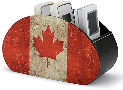 Kožni držač za daljinsko upravljanje kanadskom zastavom Funny Caddy kutija za odlaganje stoni organizator sa 5 pretinaca za TV Blu-Ray
