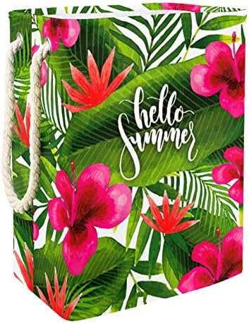Korpa za veš Hello ljetna tropska cvjetna Palma sklopiva platnena korpa za čuvanje veša sa ručkama odvojivi nosači koji dobro drže