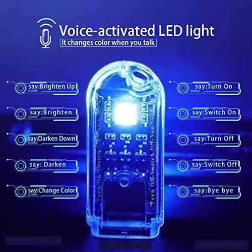 5x Mini USB LED promjena boje noćno svjetlo Prijenosna lampa Ultra svijetla Engleska glasovna kontrola zatamnjiva osvjetljenje bez