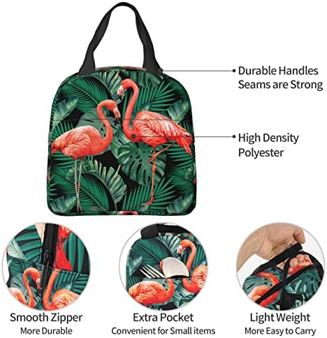 Docsckus izolovana torba za ručak vodootporna hladnjača sa patentnim zatvaračem za žene Work Picnic Travel Pink Flamingo Palm