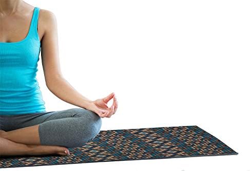 Ambesonne etnička joga mat ručnik, pletena jacquard ilustracija tekstura image geometrijski stil, neklizajući znoj apsorbiraju joga