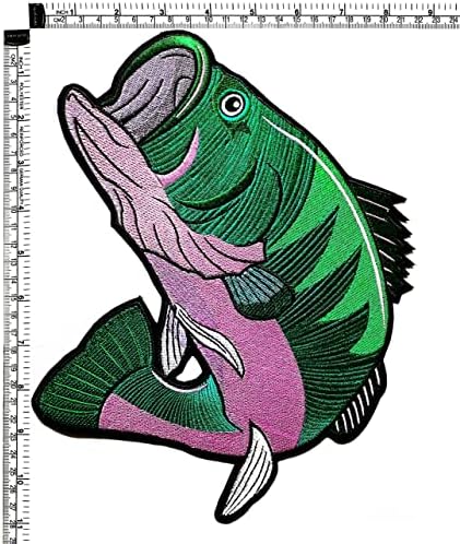 Kleenplus. Veliki veliki Jumbo zeleni taktički bas zakrpe za ribu naljepnica crtano željezo na tkanini Applique DIY šivaći zanat popravak