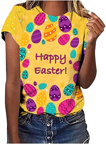 Sretne uskrsne majice za žene kratki rukav Uskrsni zeko majica zec Grafički teers Uskršnje jaje na vrhu