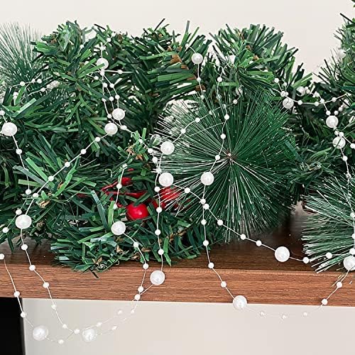 Jreamtd 66 stopa božićne perle Garland ukras plastični biserni lanci lanca za božićno stablo vijenac ukras unutarnji kućni kamin na