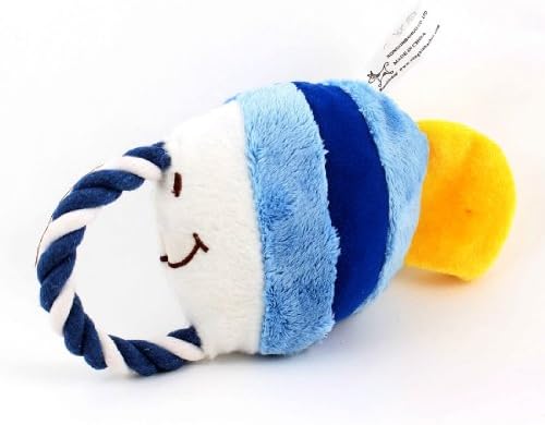 Uxcell upleted teg unoseći uguranje lutke za lutku za kućne ljubimce Tropska riba igračka, bijela / plava