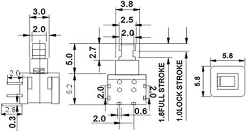 MARABO trenutna ploča, taktilni taktilni prekidač, mikroprekidač 100kom Kft-5.8 5, 8x5, 8MM taktilni prekidač sa strane 6Pin prekidač