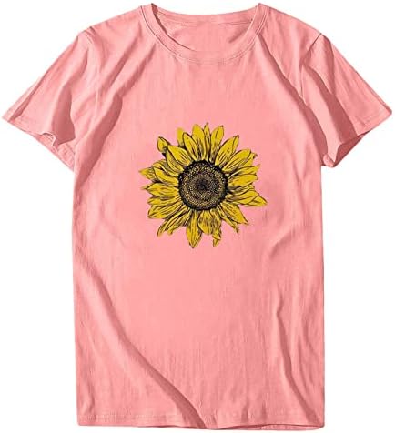 Suncokretove košulje za žene Modni ljeto 2023 Osnovni kratki rukav Crewneck Ležerne prilike na vrhu tunike Vintage labava bluza