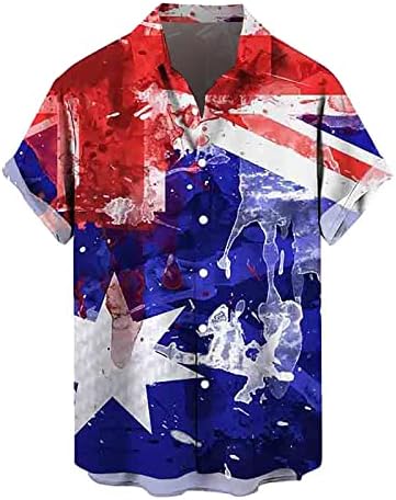 BMISEGM Ljetni muškarci Majice Muške neovisnosti Zastava 3D Digitalni tisak Personalizirani modni rever Dugme T majica