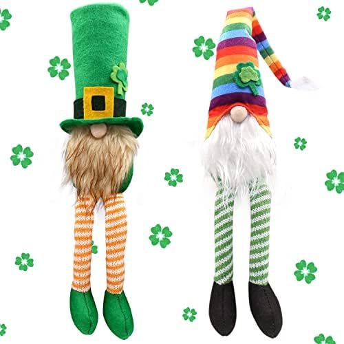 Ciyvolyeen set od 2 St.Patrick's Gnomes Rainbow Tonte Handmade Irish Leprechaun Nisse za Day Irish Saint Paddy's Poklon Shamrock ELF patuljak Scandinavian Folklor ukrasi za domaćinstvo