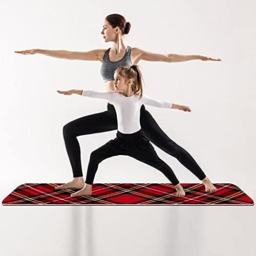 Debela neklizajuća Vježba & amp; fitnes 1/4 prostirka za jogu sa crvenim kariranim printom za Yoga Pilates & amp; Vježba fitnesa na