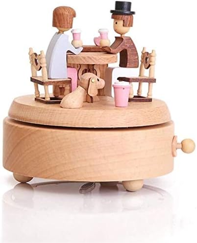 ALREMO HUANGXING - Drvena rotirajuća muzička kutija Clockwork Music Handmade Drveni sanduk za obrtni dodaci Kućni ukrasi Pokloni
