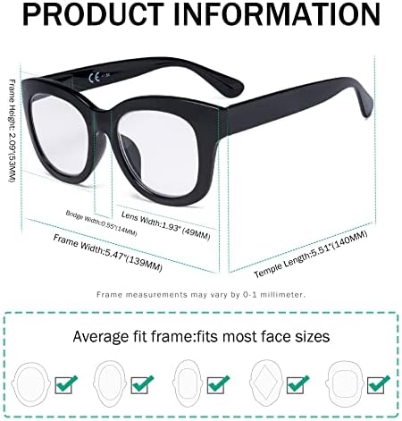 Okretač uštedite 10% na 5 pakovanja Žene Retro prevelike naočale za čitanje i 4 pakovanja Dizajner dizajna kvadrata +2,00