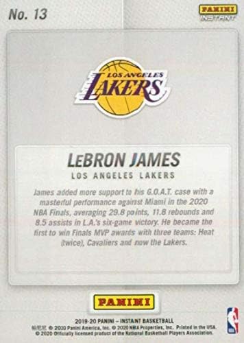 2019-20 Panini Los Angeles Lakers NBA Champions 13 Lebron James Los Angeles Lakers NBA košarkaška trgovačka karta