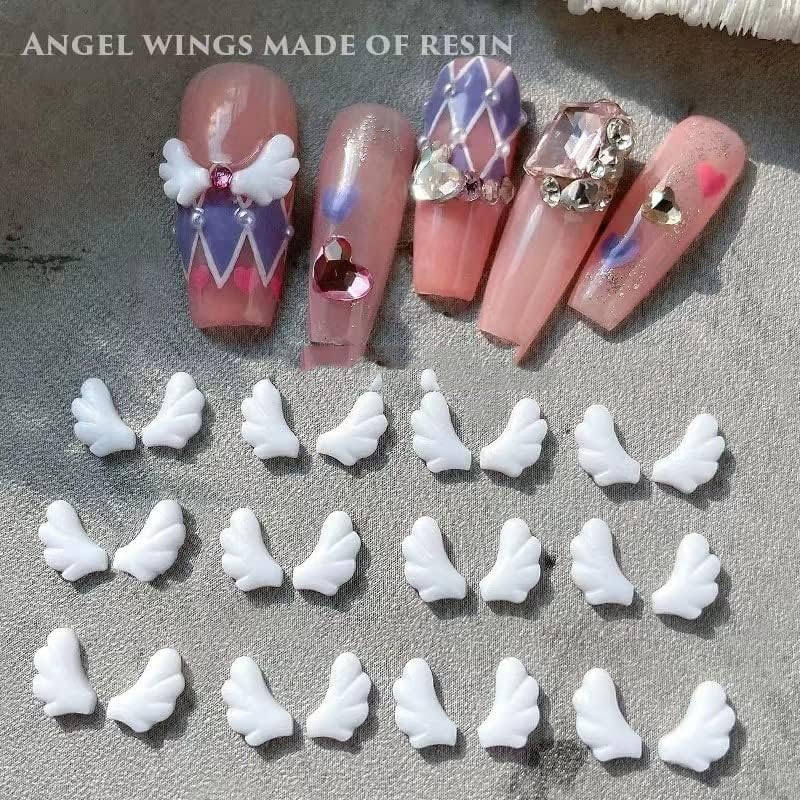 30kom Angel Wings ukrasi za nokte lijevo / desno smola nokti Charms Kawaii simetrični dijelovi za manikir sa krilima -
