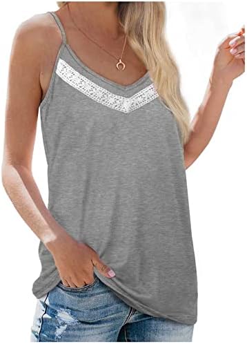 Opušteni fit vrhovi tinejdžerke rukavice bez rukava dubokoj v izrez čipke Spandex casual cami tank prugaste bluze majice