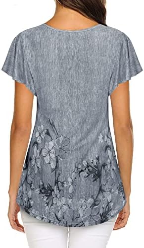 Timeson ženske kratke rukave tunike vrhovi cvjetnih dvostrukih slojeva Casual Dressy bluze majice