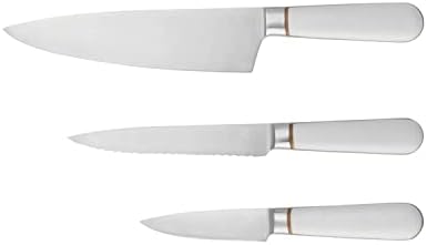 3-dijelni kovani Kuhinjski kuharski nož u bijeloj boji sa zlatnim akcentima