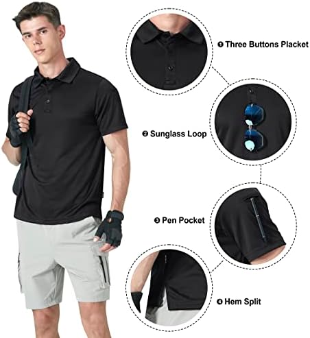 KPSUN MENS casual polo majice kratki rukav lagani golf majice Brze suho vitke radne majice