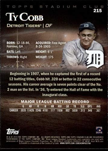 2019 TOPPS Stadium Club 215 TY COBB Detroit Tigers MLB bejzbol trgovačka kartica
