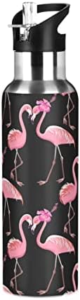 Glahy Slatka ružičasta flamingo boca za vodu, boca vode od 20 oz sa slamnim poklopcem izoliranim nehrđajućim čelik, za sport, hodanje,