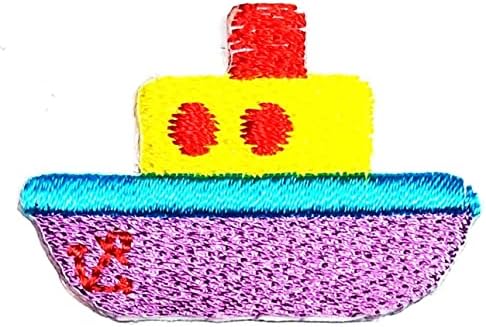 Kleenplus 3kom. Mini ljubičasti brod Iron on Patches Cartoon Kids modni stil vezeni motiv Applique dekoracija amblem Costume Arts