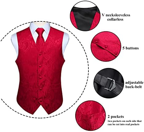 Enlision muški prsluk za kravatu klasični 3pc Paisley prsluk i kravata džepni kvadratni formalni prsluk za odijelo ili smoking