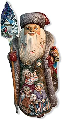 Autorski drveni božić ruski Santa Claus Figurine 16,33 visok je ljupko urezan i naslikao ruski umjetnici iz Sergieva Posade.handmade