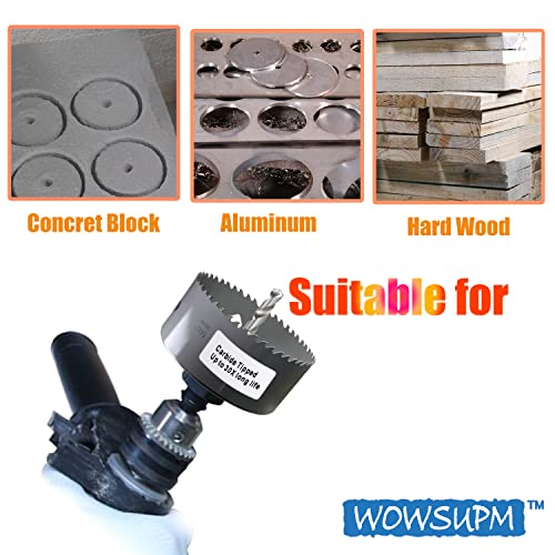 WoWSupM 3-1/4 inčni karbidni rezač za rupe, duboko sečenje 2,36 za više materijala, izdržljiva daska,MDF, Drvo ugrađeno noktima, zračna